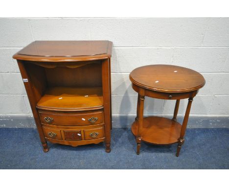 A WILLIS AND GAMBIER CHERRYWOOD CABINET, with an open shelf, above two drawers, width 66cm x depth 41cm x height 90cm (missin