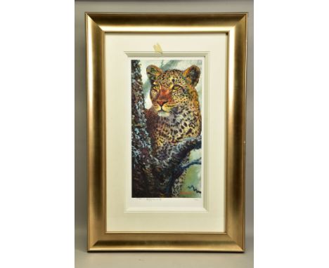 ROLF HARRIS (AUSTRALIA 1930) 'ALERT FOR PREY' a limited edition print of a Leopard 55/195, signed to lower margin, with certi