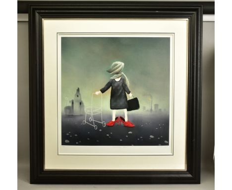 MACKENZIE THORPE (BRITISH 1956) 'SUNDAY BEST', a female figure wearing sparkly red shoes, limited edition print 22/295, signe