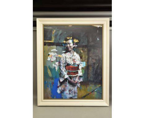 CHRISTIAN HOOK (BRITISH 1971) 'CHAJIN', a limited edition print depicting a Japanese female figure wearing traditional dress,