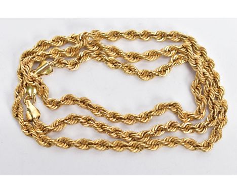 A 9CT GOLD ROPE TWIST CHAIN, fitted with a lobster clasp, hallmarked 9ct Sheffield, length 500mm, approximate gross weight 5.