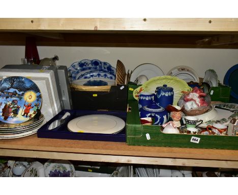 THREE BOXES AND LOOSE CERAMICS AND GLASSWARES, to include a boxed Royal Worcester Silver Viceroy cake plate and cake slice, e