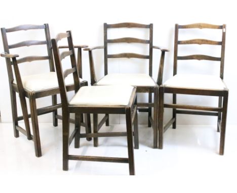 Set of Four Ercol Ladderback Dining Chairs, including two carvers, carver 59cm wide x 84cm high 