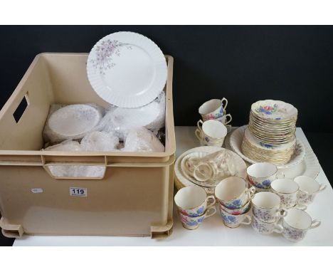 Royal Albert Friendship Series ' Sweet Pea ' tea set to include 12 teacups, 12 saucers &amp; 12 tea plates; together with a R