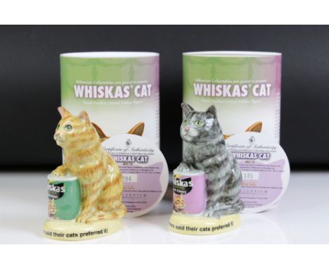 Two boxed Royal Doulton ' Whiskas Cat ' limited edition advertising figures (MCL 15) to include ' Ginger ' and ' Silver Tabby