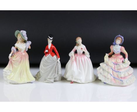 Three Royal Doulton Figurines including Katie HN3360, Tender Moment HN3303 and Hannah HN3369 together with Royal Worcester ' 