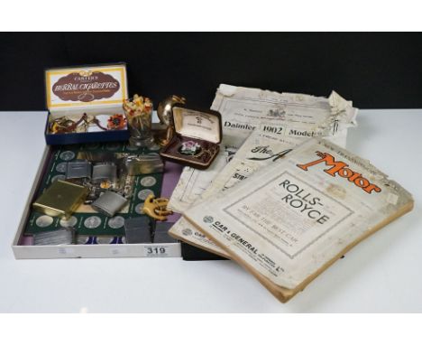 A small group of mixed collectables to include Zippo and Ronson pocket lighters , costume jewellery, oriental robe, 1950's co