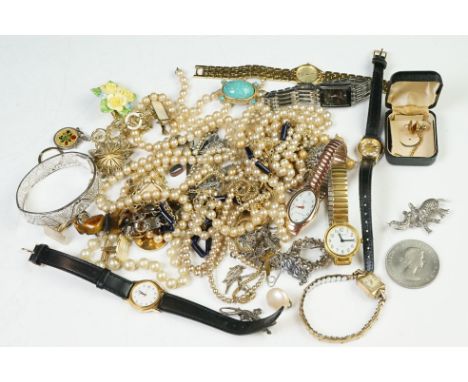 A collection of mainly vintage costume jewellery together with a silver &amp; enamel RAF sweetheart brooch and a small quanti