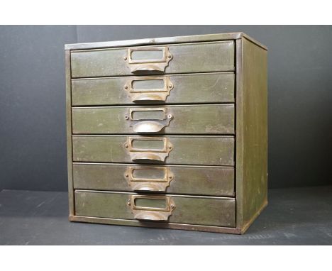 Vintage metal six drawer tool chest, 33cm wide x 33cm high 