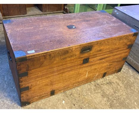 Metal bound Camphor wood trunk with recessed handle. 100cm wide approx. (B.P. 21% + VAT)    Measurements are: 97x47x47cm appr