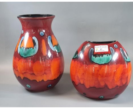 Two items of Poole pottery to include: ovoid shaped vase and a baluster shaped vase. (2) (B.P. 21% + VAT)  No obvious damage.