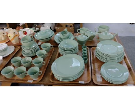 Five trays of Wood's 'Beryl' design tea and dinnerware, to include: various plates, bowls, egg cups, teacups and saucers, mil