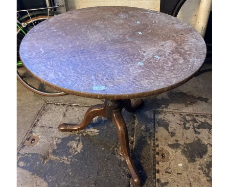 Early 19th century oak snap top pillar table on triform base.  (B.P. 21% + VAT) 