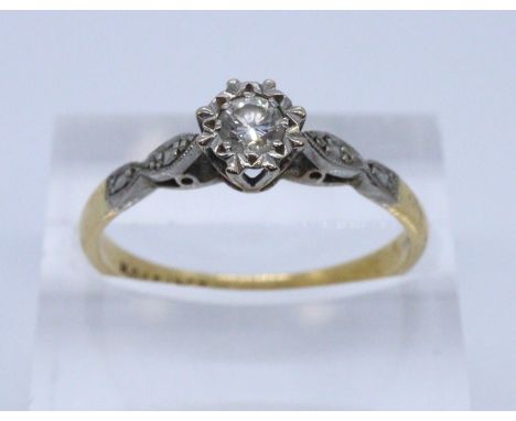 18ct gold diamond solitaire engagement ring, ring size P, 2.5g approx.   (B.P. 21% + VAT) 