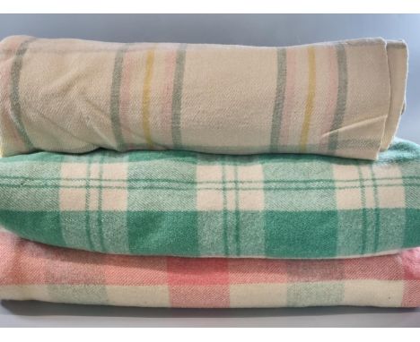 Three vintage woollen check blankets in different colourways. (3)(B.P. 21% + VAT) 