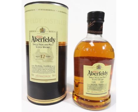 A bottle of Aberfeldy single malt 12 Year old Scotch whisky, 70cl, in card tube.
