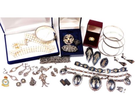 A quantity of silver and other costume jewellery, comprising a quantity of Middle Eastern style jewellery, stamped Sterling, 