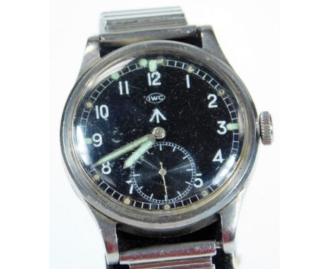 An International Watch Company IWC Mark X British Army waterproof wristwatch, with plain crown, 3cm Dia. dial with Arabic num