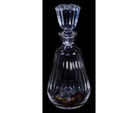 A 20thC Baccarat glass Camus brandy advertising decanter, with mallet body, shaped stopper and circular foot, marked beneath,