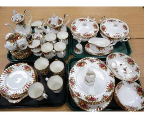 A comprehensive Royal Albert Old Country Roses part dinner service, to include a pair of lidded tureens, 31cm W, gravy boat o