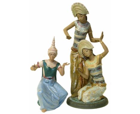 Two Lladro figures Asian dancing girls Condition reports not available for this auction
