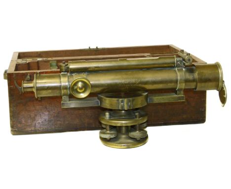 Cased brass surveyors level by Gargorys Birmingham. Condition reports not available for this auction