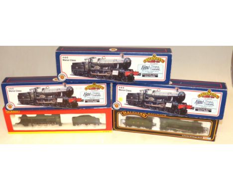 5 Boxed OO gauge steam locos Hornby G.W.R 2-8-0 class (2844), Mainline railways 4-6-0 , manor class G.W.R- green, 3 Bachmann 