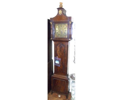 Mahogany cased 30 hour longcase clock by Fletcher, Barnsley with square brass dial. Condition reports not available for this 