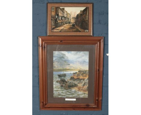 A framed coastal scene print with figures titled The Oyster Catchers by Thomas Rose Miles along with another smaller print of