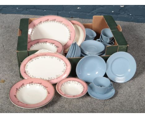 Two ceramic part tea &amp; dinner wares sets. Woods &amp; Washington Pottery Ltd. cups/saucers, plates, bowls etc  