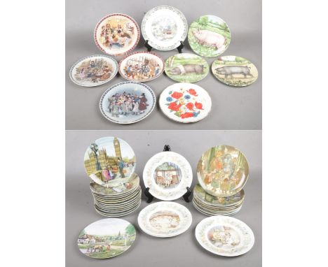 A box of collectable plates. To include Royal Worcester Peter Pan Collection (4), Royal Doulton Crinkley Bottom (1), Wedgwood