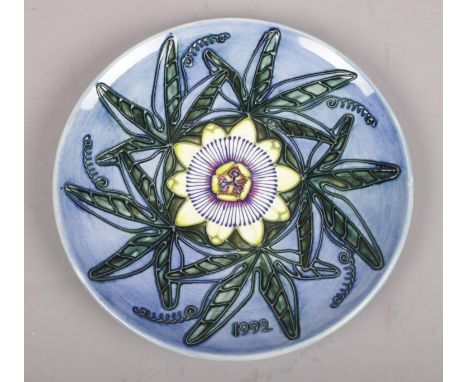 A Moorcroft '1992' ceramic plate (boxed). limited edition 338/500. Marks to base.  