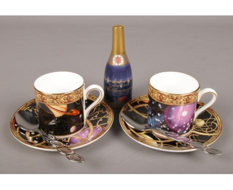 A Small collection of Ceramics to Commemorate the Millennium. Includes Two Cups and Saucers by Wedgwood and a Small Champagne