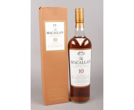 A boxed unopened 10 year Macallan Single Malt Highland Scotch Whisky. 700ml. 40% vol.  