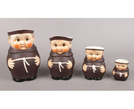 A set of 4 Goebel graduated jugs formed as monks.  