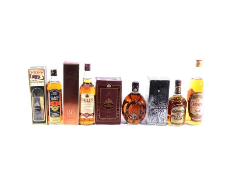 Six bottles of assorted blended Scotch and Irish whisky: Chivas Regal, 12 year old, 75cl, 4%, in carton, 1980s bottlingHaig's