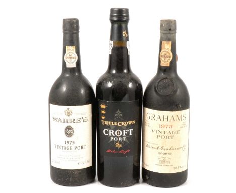 Warre's 1975 vintgae portGraham's 1975 vintage portCroft Triple Crown port (NV)Qty: 3 bottles