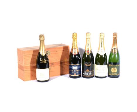 Five bottles of various champagnes, including: Drappier, Cuvee Du Millenaire 2000 vintage, in wooden case (x2)Comte Audoin de