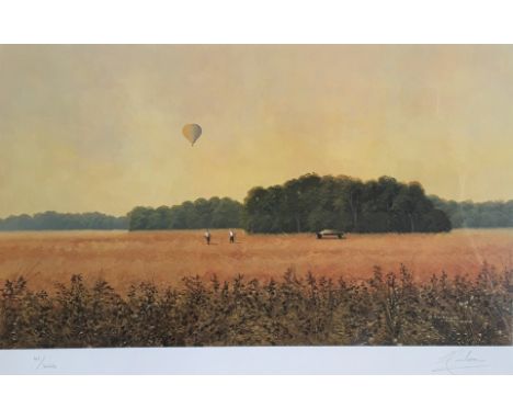 LAWRENCE COULSON. Framed, glazed, signed photo lithograph titled ‘Evening Flight’ with certificate of authenticity, 20.5cm x 