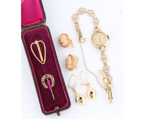A lot to include a 9ct yellow gold cased ladies Rotary wrist watch, hallmarked London 1962, on a hallmarked 9ct yellow gold o