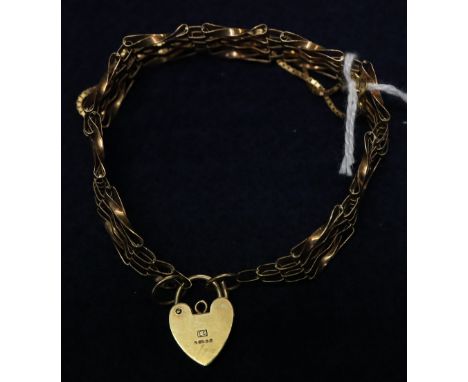 9ct gold four bar gate bracelet and another bracelet.(B.P. 24% incl. VAT)