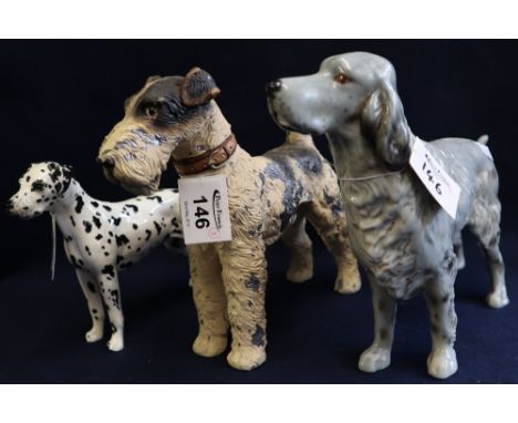 Beswick china figure of a Dalmatian together with a Beswick retriever, together with a table lighter in the form of a terrier