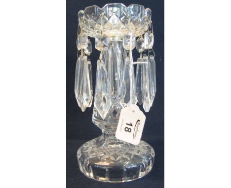 Lead crystal, cut glass vase lustre with star cut decoration and prismatic lustres and spangles. 22 cm high approx.(B.P. 24% 