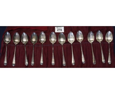Roll of twelve sterling silver, matching teaspoons. 6 oz troy approx.(B.P. 24% incl. VAT)