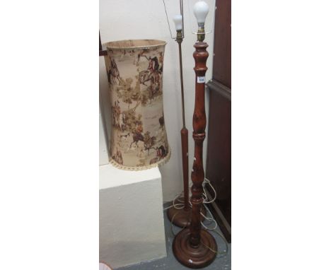 Two modern standard lamps, one with a shade depicting a hunting scene.(B.P. 24% incl. VAT)