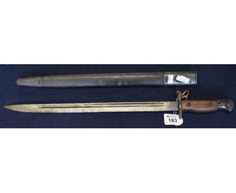 1907 pattern First World War period Lee Enfield sword bayonet in scabbard. Dated.(B.P. 24% incl. VAT)