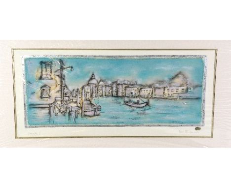 AFTER KEVIN BLACKHAM, 'Venezia I', a hand embellished print, signed and titled in pencil, unframed, approximately 80cm x 36cm