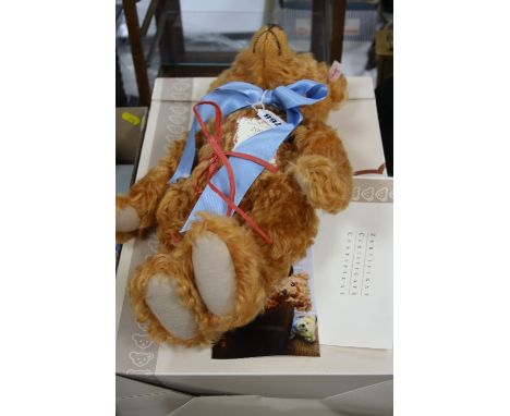 A BOXED STEIFF BRITISH COLLECTORS BEAR 2005, golden apricot mohair, based on a bear from 1905, No.661969, with growler, limit