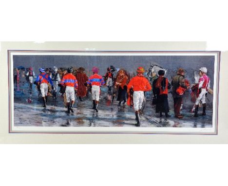 AFTER JAY KIRKMAN, a limited edition print, 'After The Race' 64/195, signed and numbered in pencil, with certificate, unframe