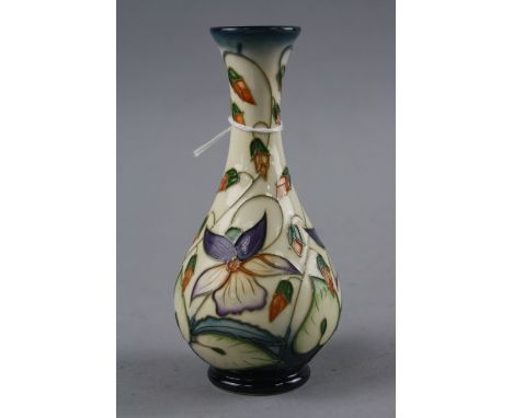 A MOORCROFT POTTERY VASE, 'Sweet Thief' pattern, signed 'R. Bishop' to base, impressed marks and painted '1531', height appro